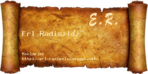 Erl Radiszló névjegykártya